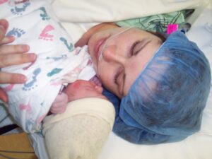 mother and baby after c-section birth